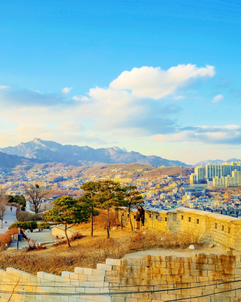 Autumn foliage along the Seoul City Wall in South Korea